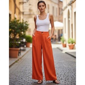 Monteau Vibrant Orange Wide Leg Pants